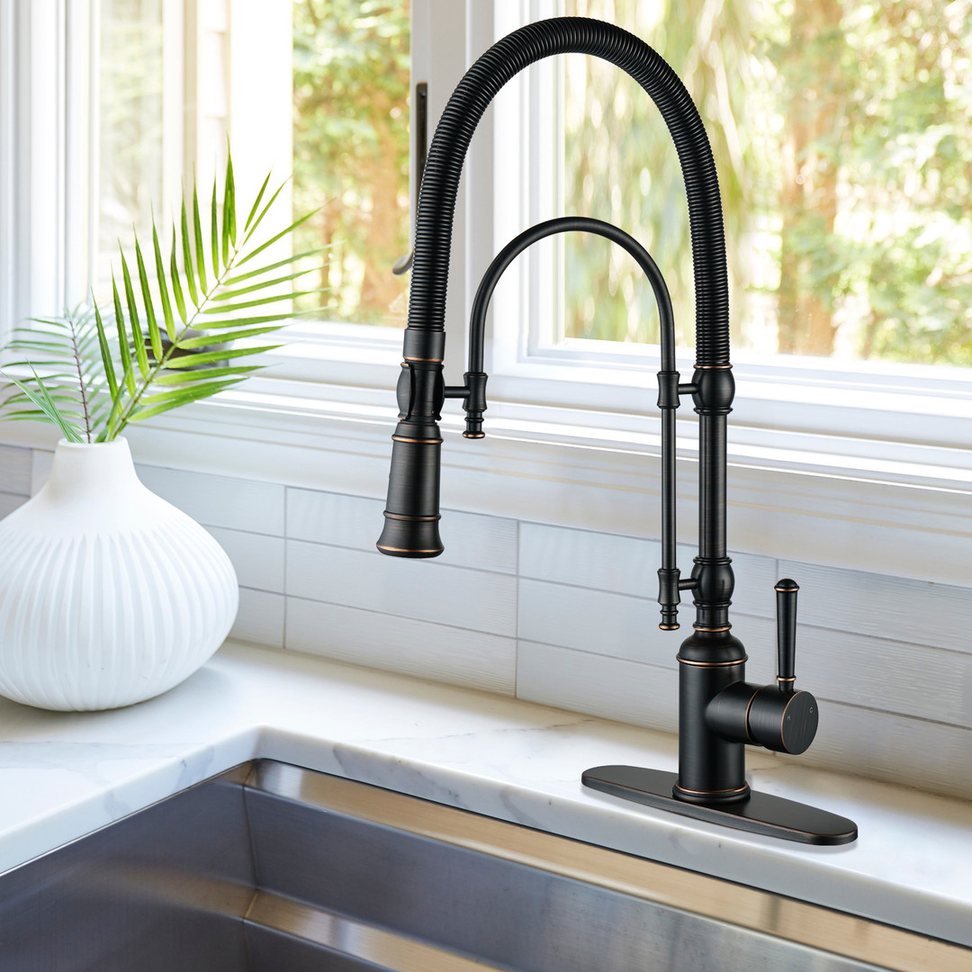 wowow oil rubbed bronze solid brass pre rinse faucet with dual mode pull down sprayer 2