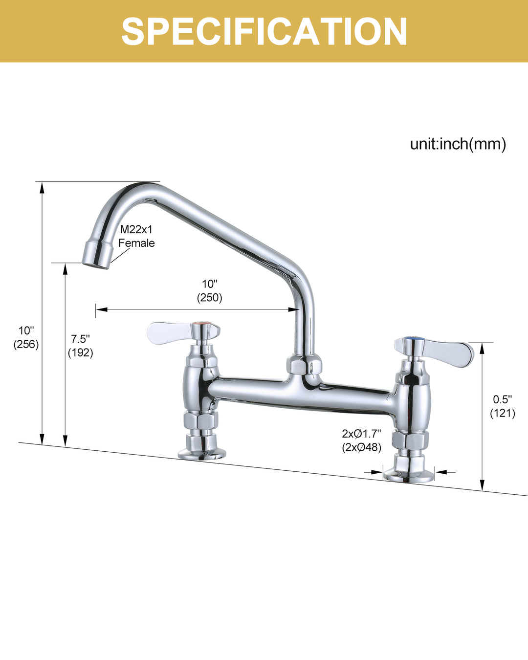 wowow polished chrome double handle deck mounted commercial standard kitchen faucet 4