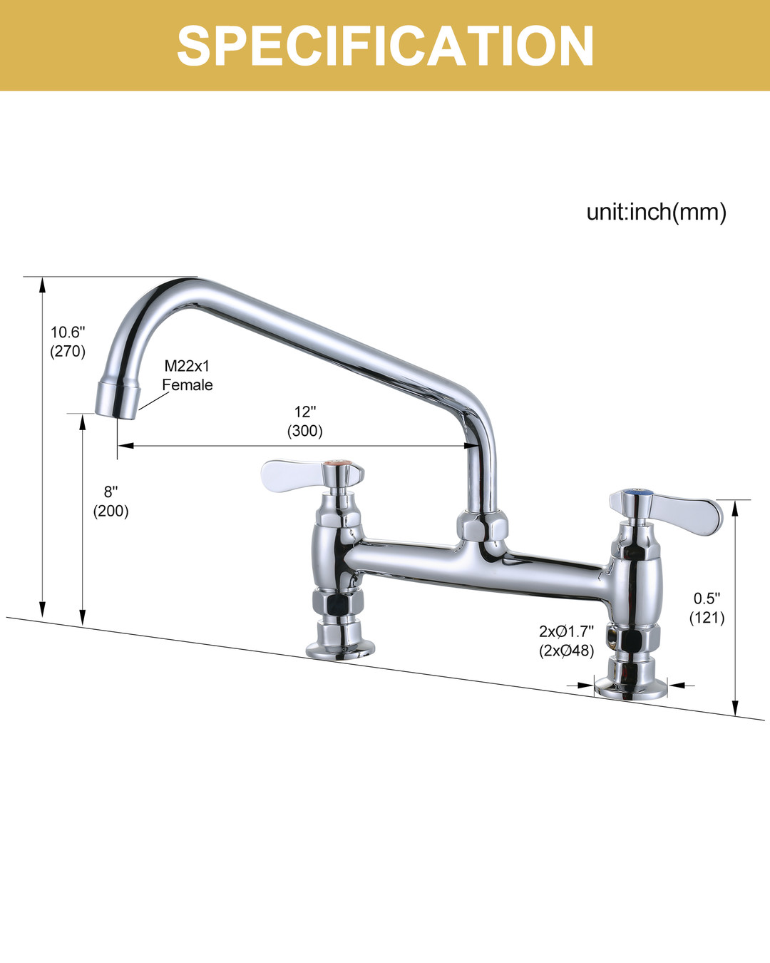 wowow polished chrome double handle deck mounted commercial standard kitchen faucet 5