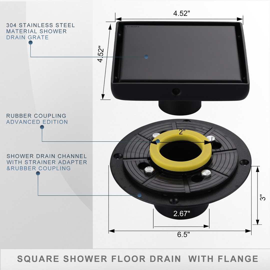 wowow square shower drain 6 inchfloor drain with tile insert grate 16