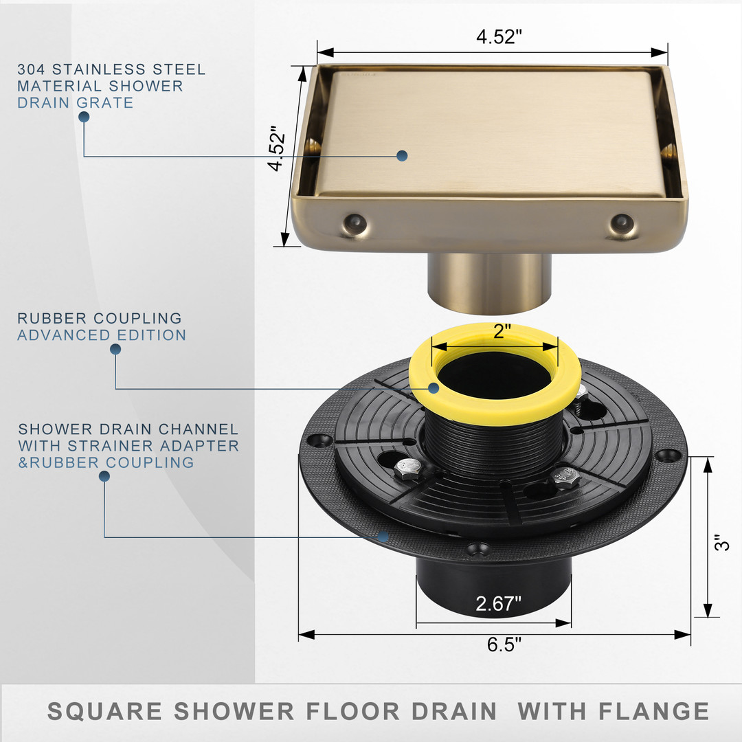 wowow square shower drain 6 inchfloor drain with tile insert grate 4