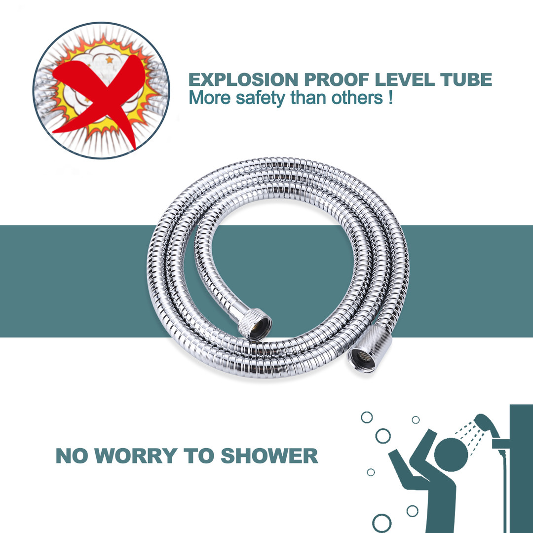 wowow stainless steel replacement shower hose in chrome 1