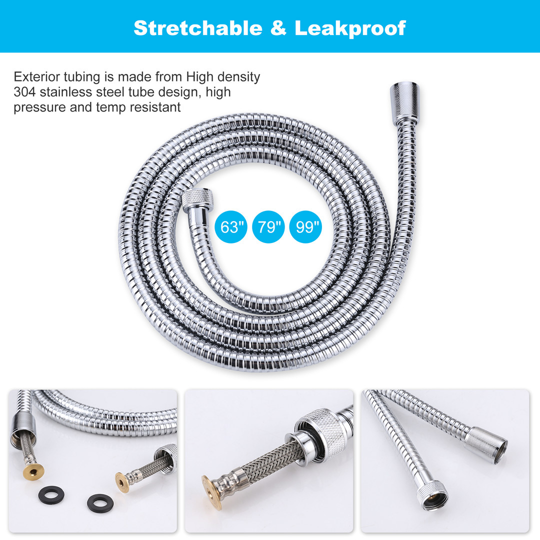 wowow stainless steel replacement shower hose in chrome 3