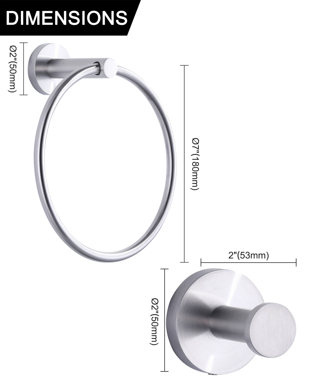 3 piece bathroom hardware set with towel ring hook 7