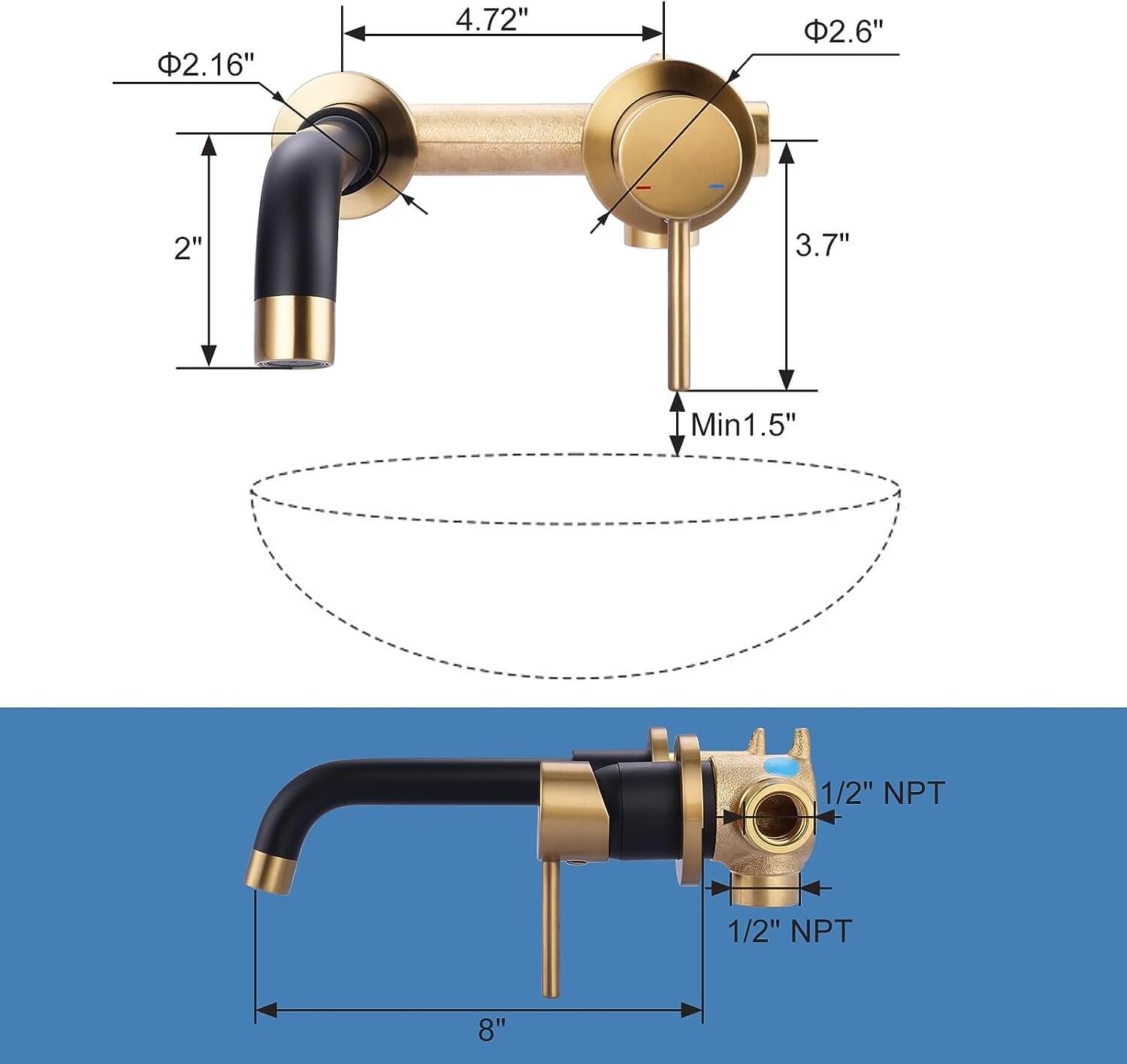 Wall mounted bathroom faucet 3