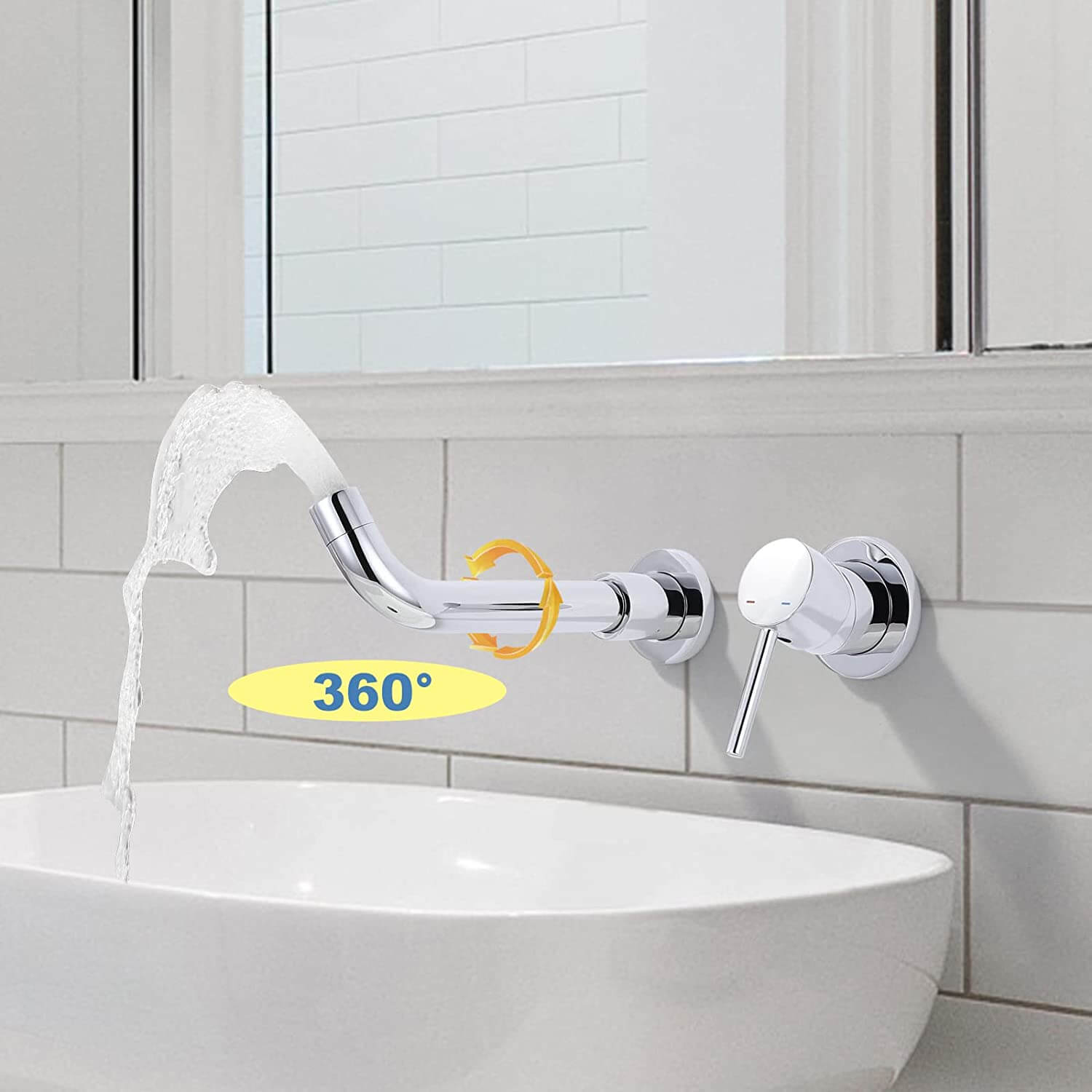 arcora single handle chrome wall mount bathroom sink faucet 4