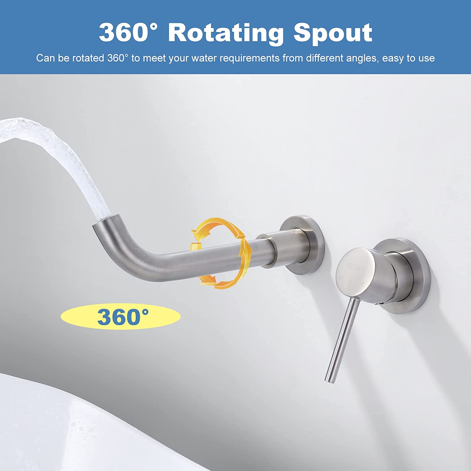 brushed nickel wall mounted bathroom faucet 3