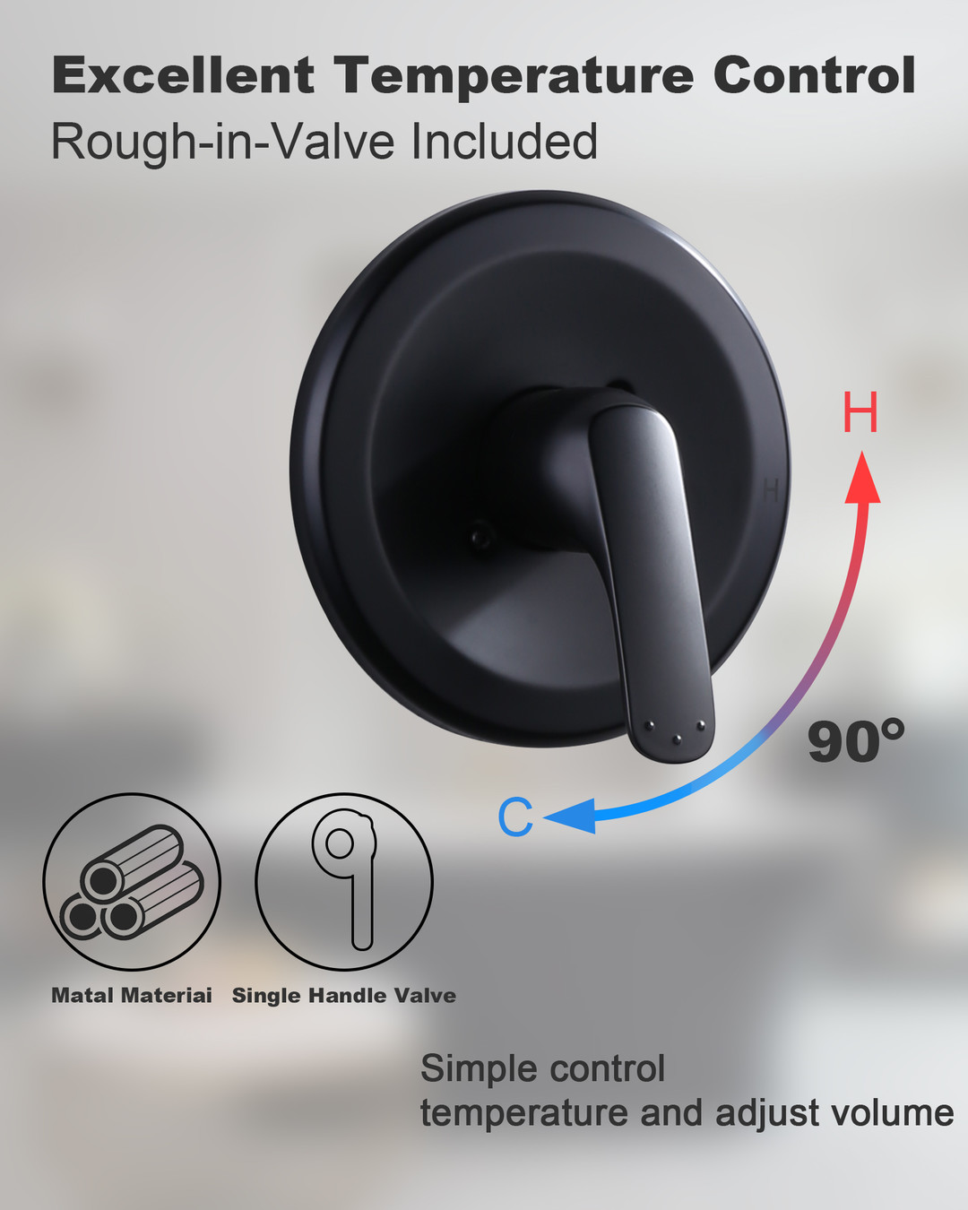 wowow matte black 7 spray patterns shower faucet system with handheld showerhead 6