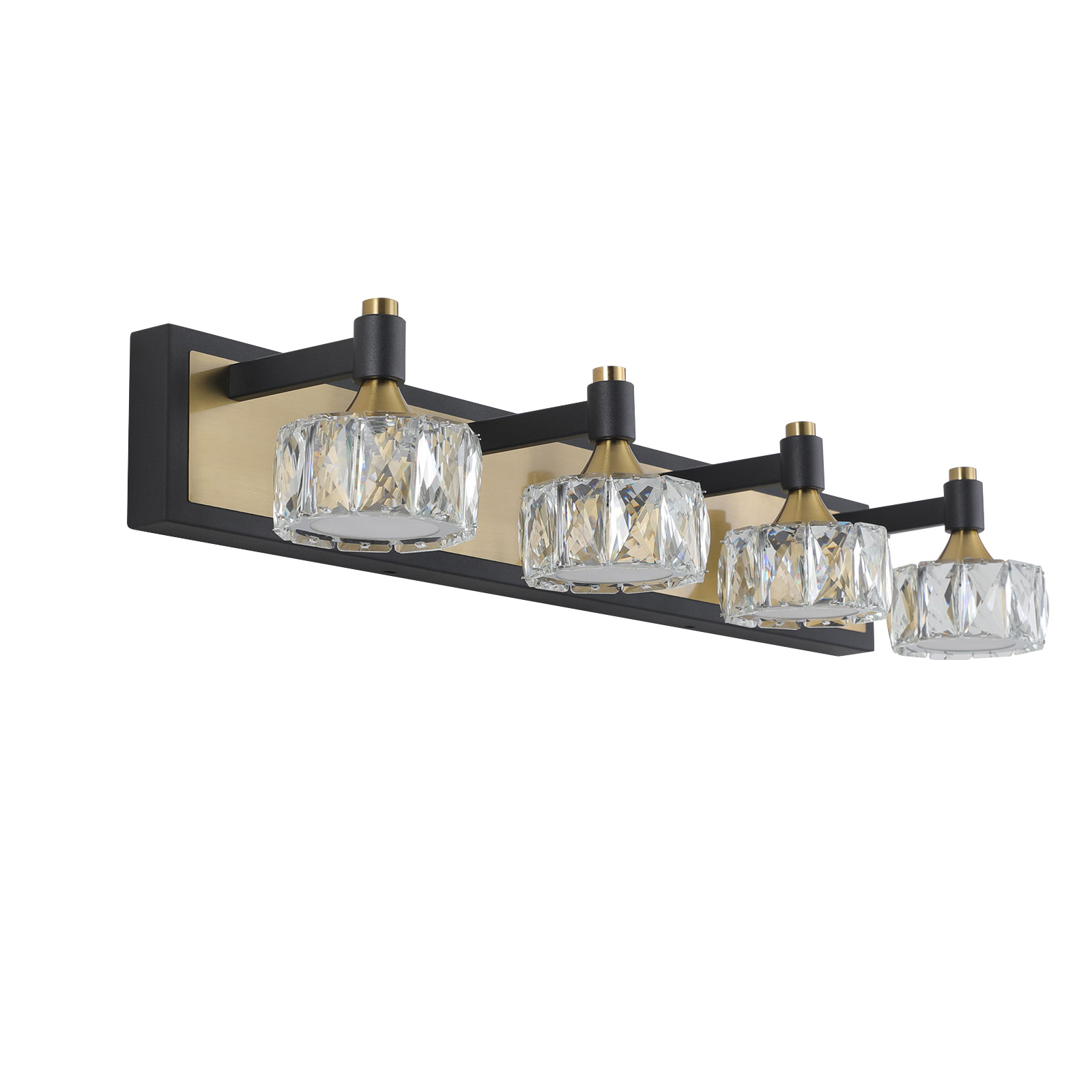 wowow black brass led 3 light bathroom vanity light bath wall lighting with crystal shades 5