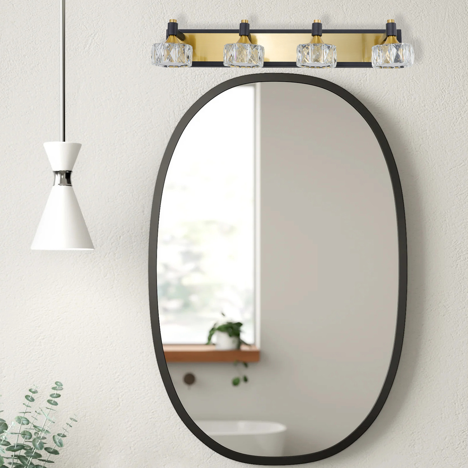 wowow black brass led 3 light bathroom vanity light bath wall lighting with crystal shades 7