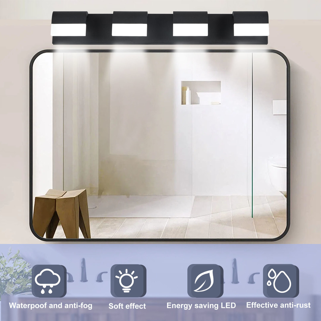 wowow black led vanity light bathroom wall light fixtures over mirror 3