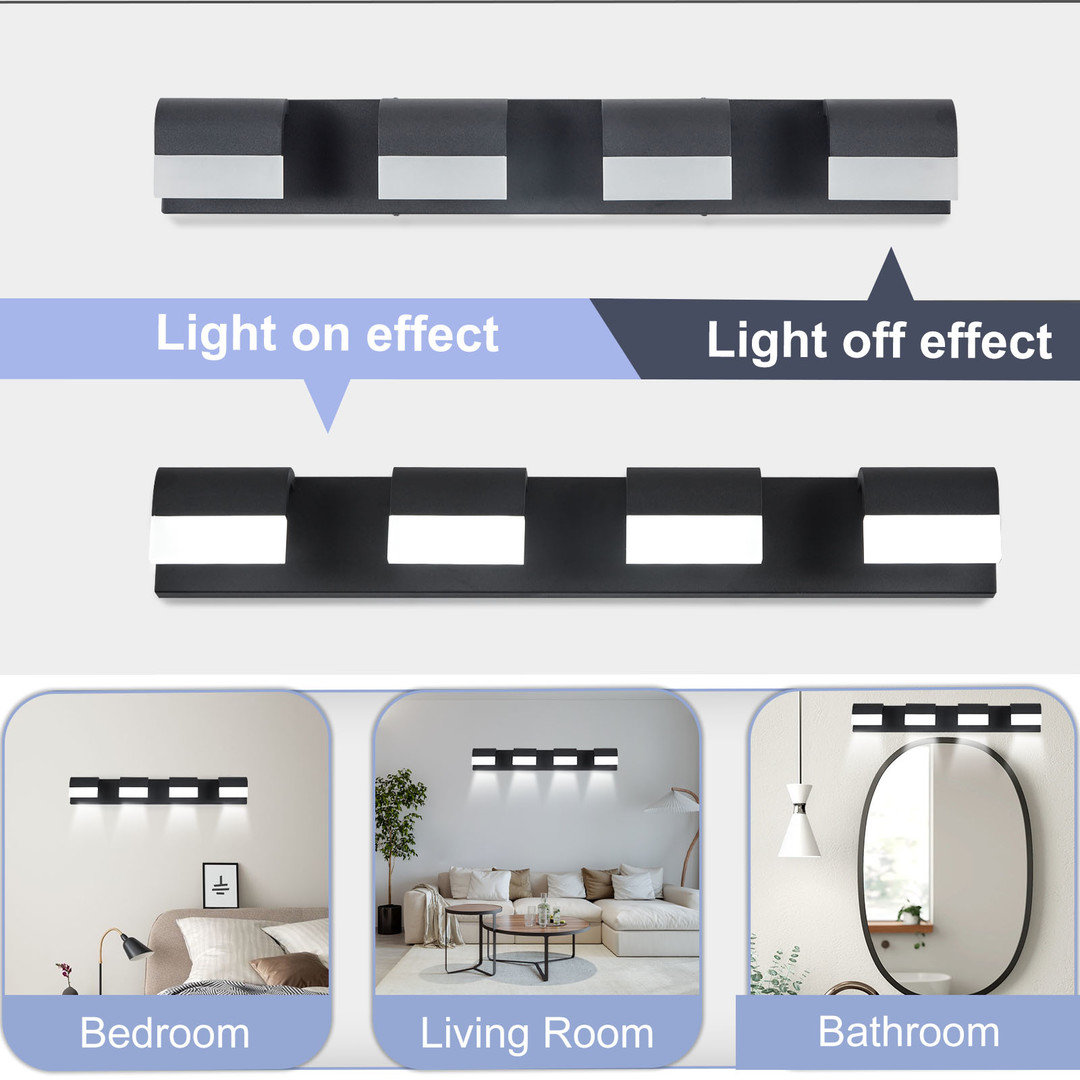 wowow black led vanity light bathroom wall light fixtures over mirror 4