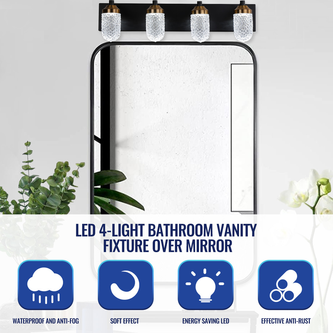 wowow black led vanity light fixtures over mirror for bathroom lighting 2