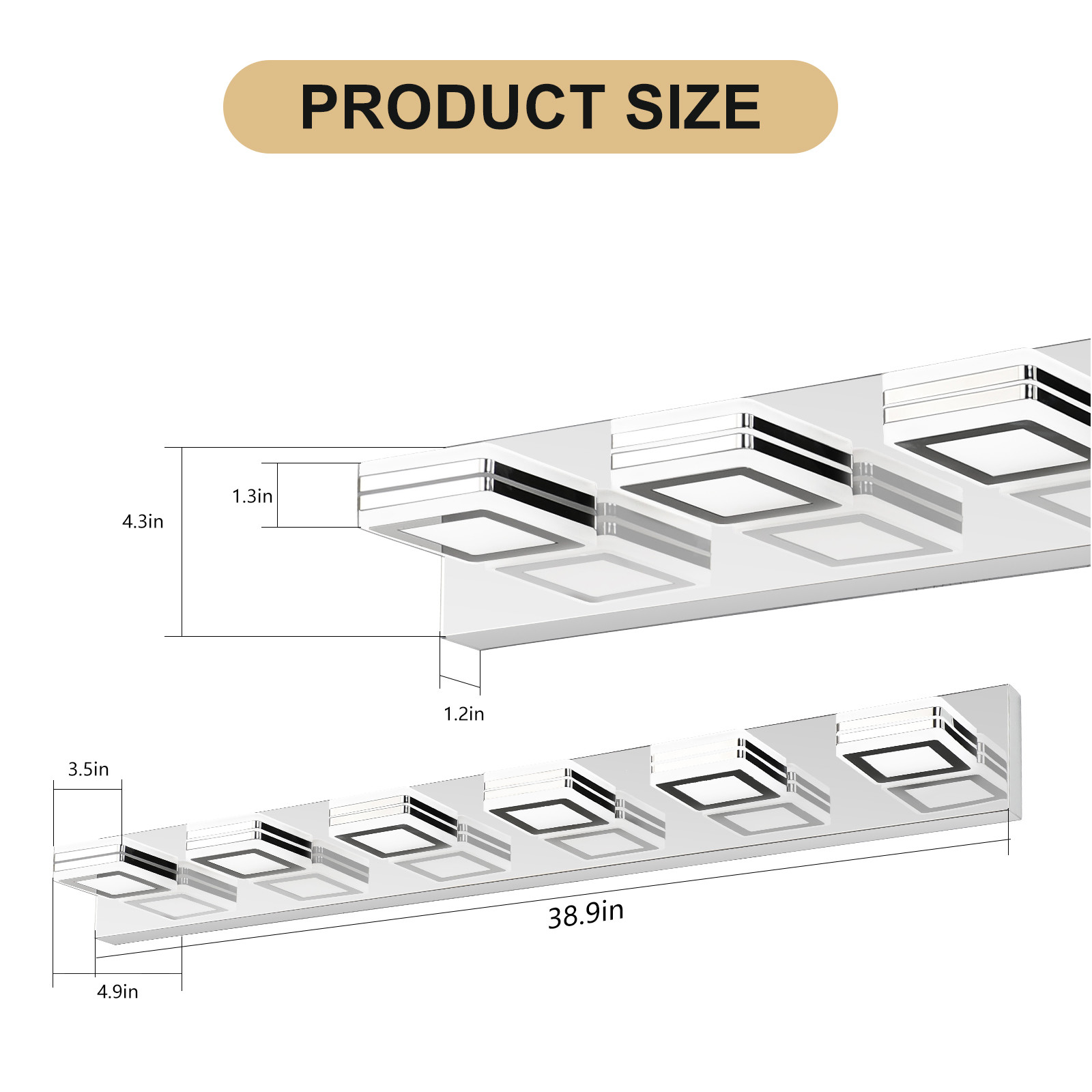 wowow chrome led vanity light over mirror with frosted acrylic shade 6