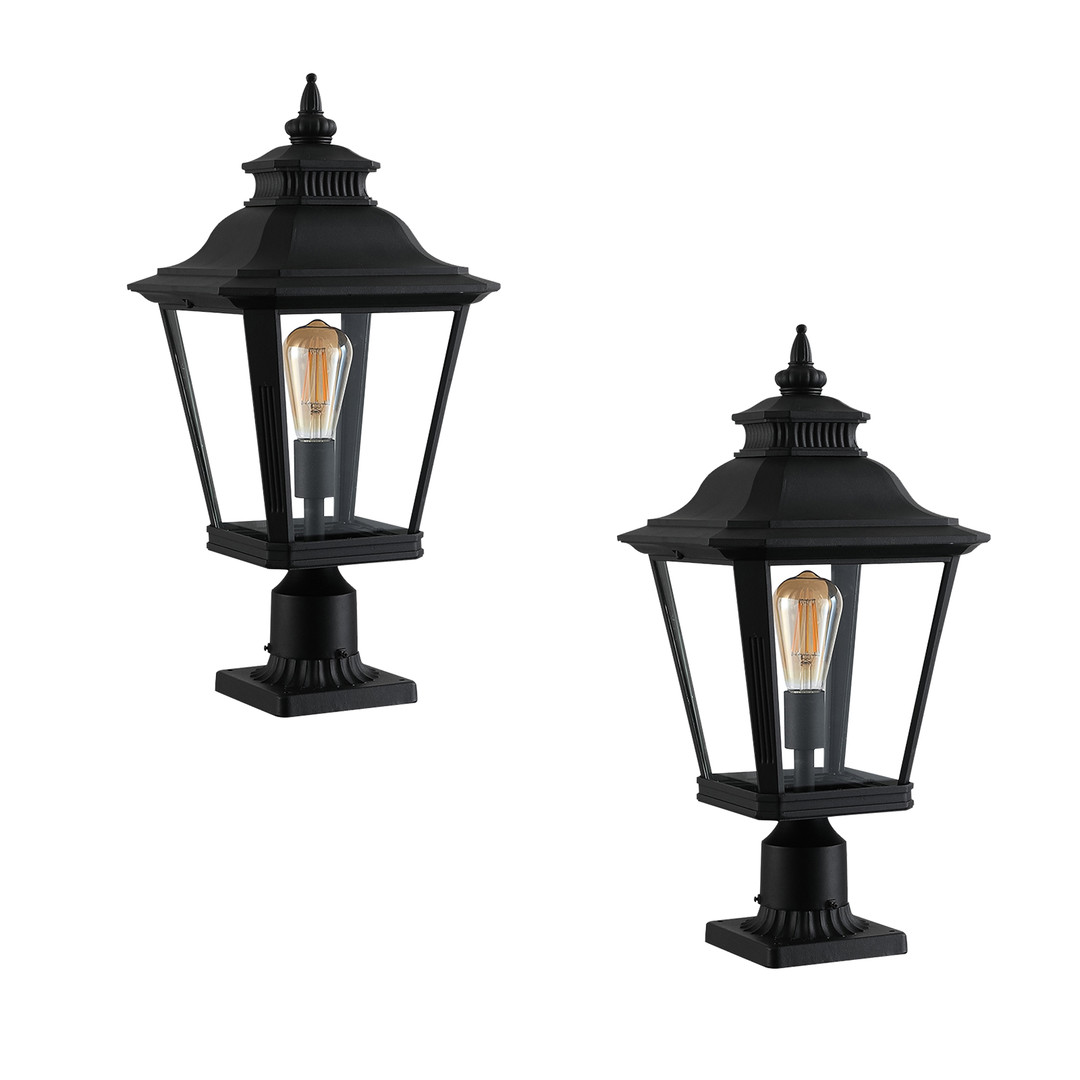 wowow 1 light matte black aluminum hardwired outdoor weather resistant post light set 2